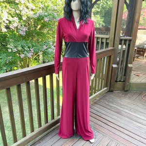 Laranor Burgundy and Black Jumpsuit